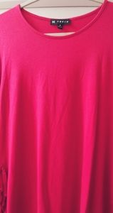 Coral long sleeve top with fringe